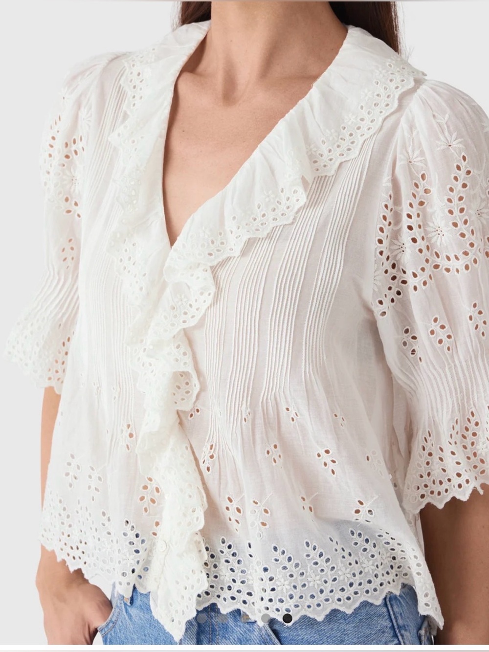 Doen Henri Top in Salt Eyelet XXS